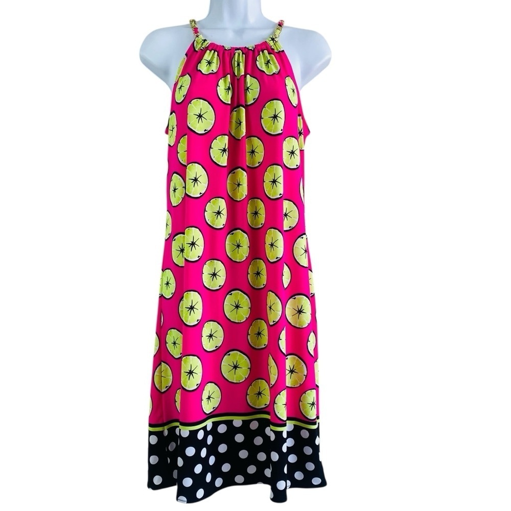 Karri Blue Bight Pink Sweet Lime Halter Dress Size M